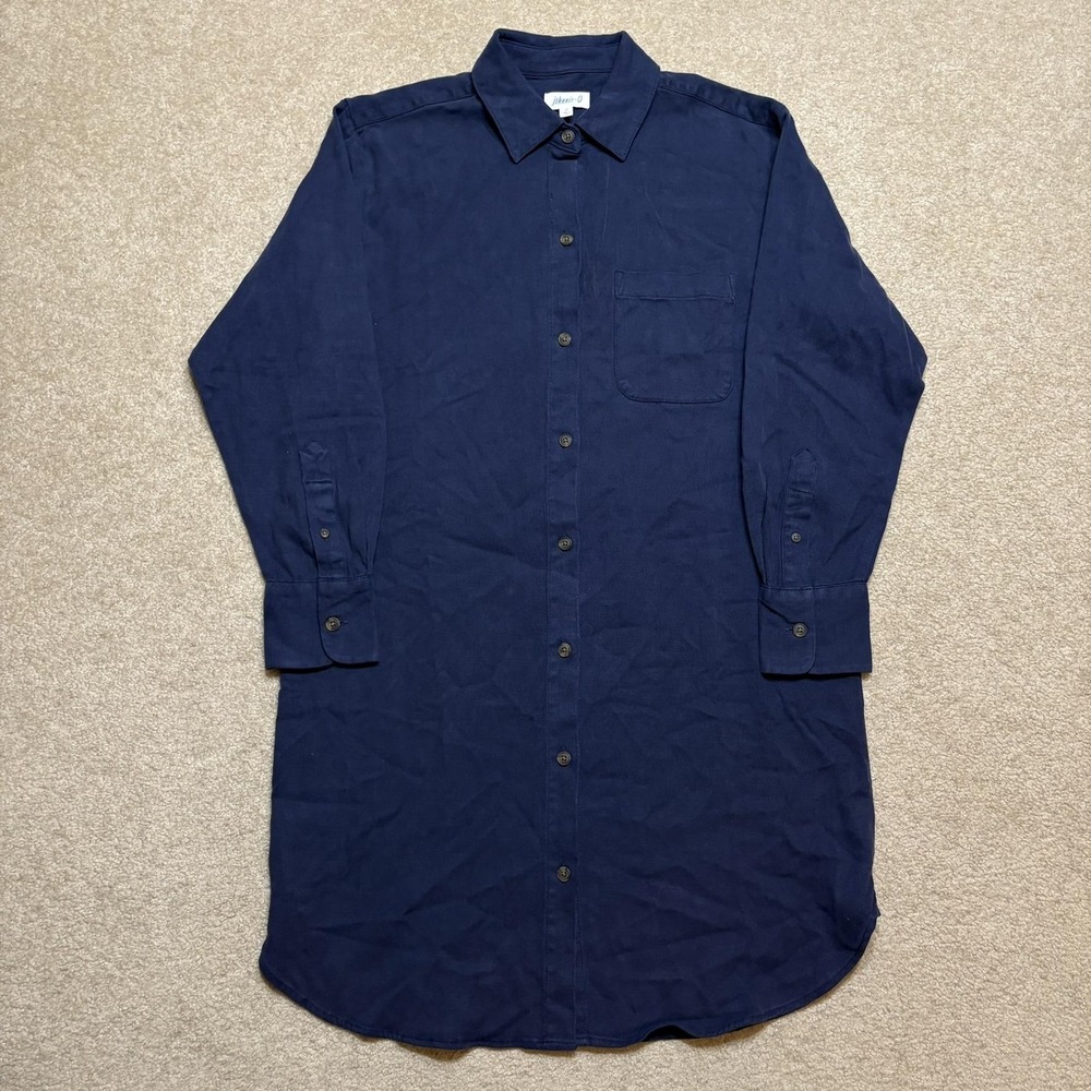 Johnnie-O Maddie Shirt Dress Womens Small Navy Blue Twill Button Up Long Sleeve